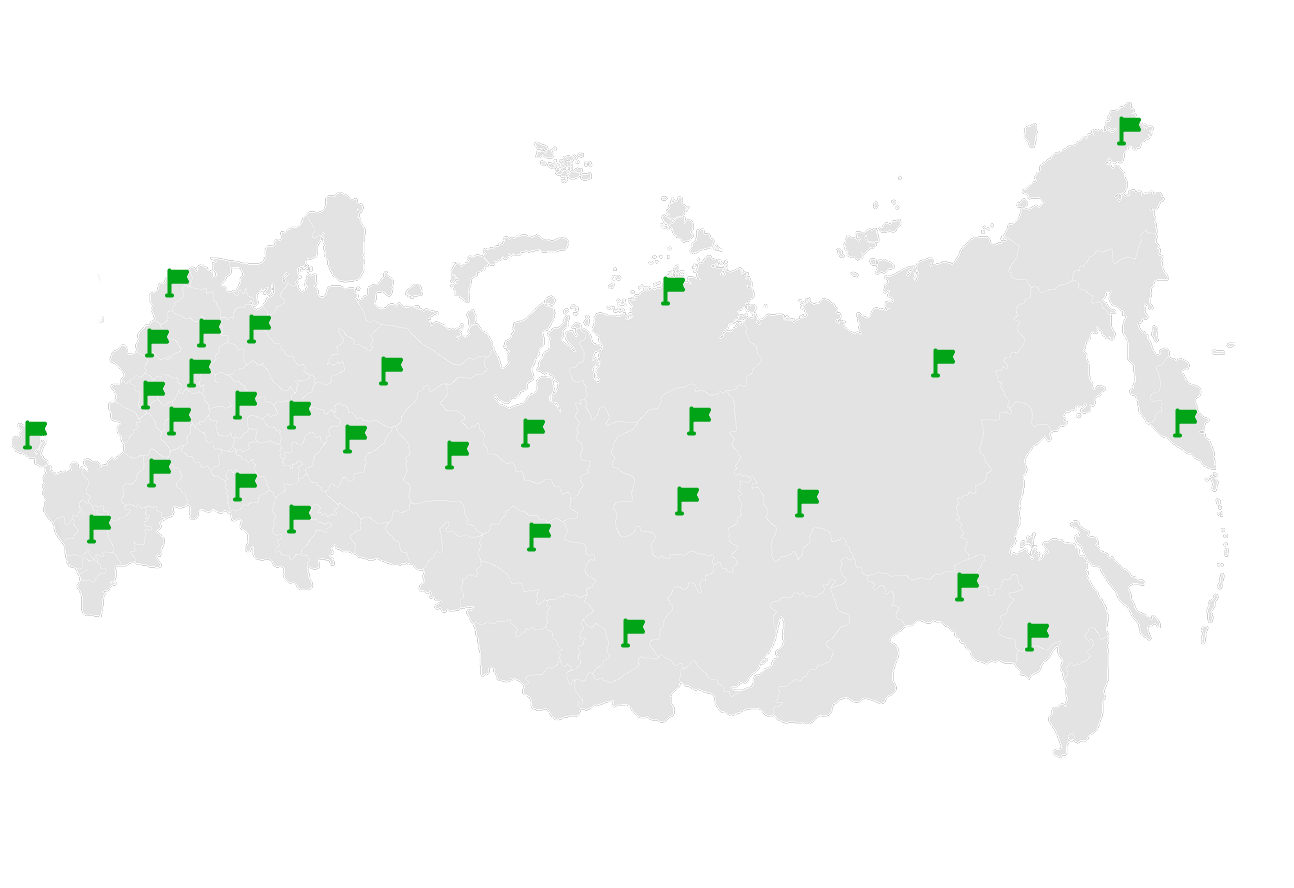 Карта России с отметками пунктов выдачи